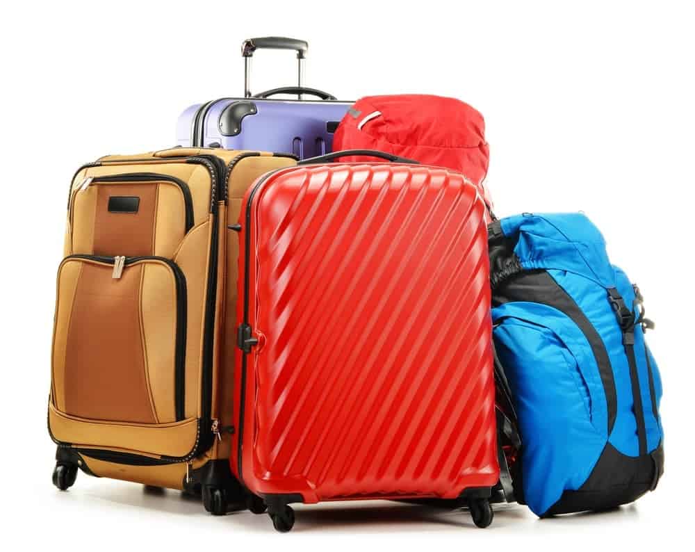 Luggage consisting of large suitcases and rucksacks
