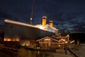 Titanic museum attraction in Pigeon Forge at night