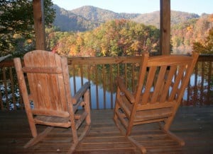 View of the Smoky Mountains from the deck of a Gatlinburg and Pigeon Forge vacation cabin