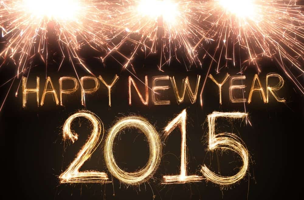Happy New Year 2015 fireworks writing