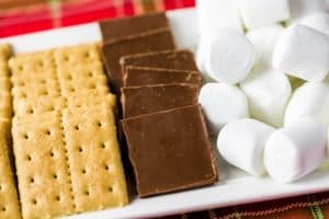 Things to make s'mores on a white platter