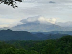 View of the rolling mountains from the 2 bedroom Gatlinburg cabin Dreamcatcher