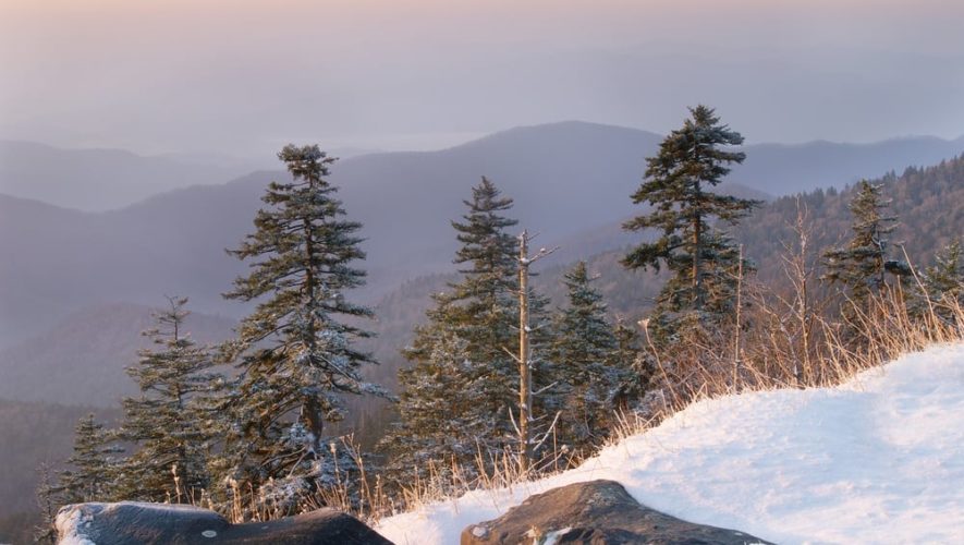 View of the Smoky Mountains in the winter