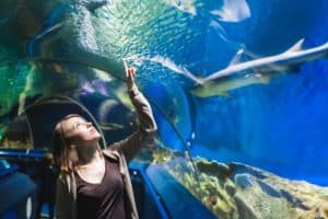 woman visiting Ripley's Aquarium in Gatlinburg