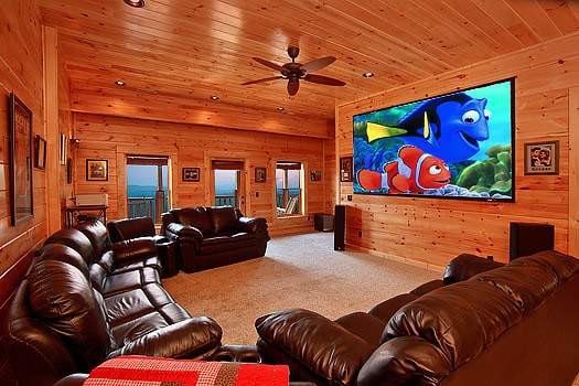 Smokin' View Lodge Pigeon Forge cabin rentals with theater room
