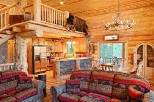 kitchen inside a large cabin rentals in Pigeon Forge TN