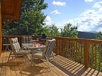 Deck of cabin located between Gatlinburg and Pigeon Forge