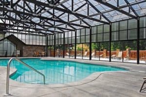 A beautiful indoor pool at a Smoky Mountain cabin resort.