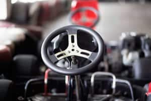 steering wheel of a go kart