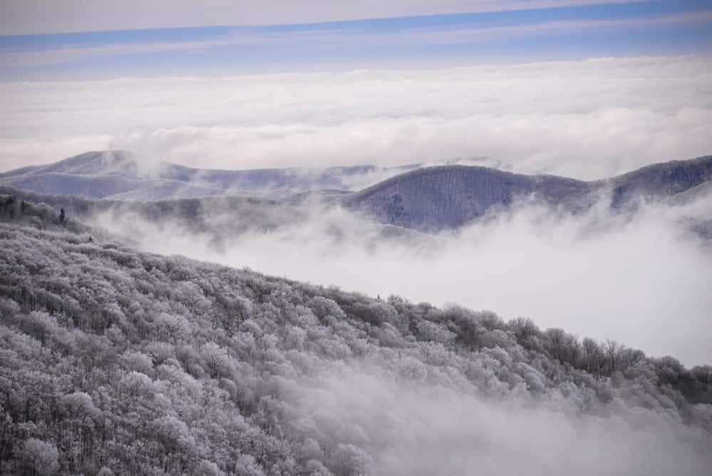 Snow in the mountains near Pigeon Forge.
