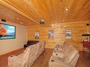 The theater room in a cabin rental in Pigeon Forge TN.