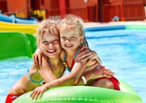 two young girls having summer fun at water park in Pigeon Forge TN