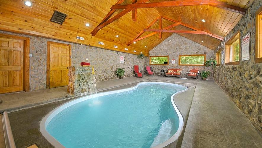 Indoor pool at Skinny Dippin cabin near Gatlinburg TN