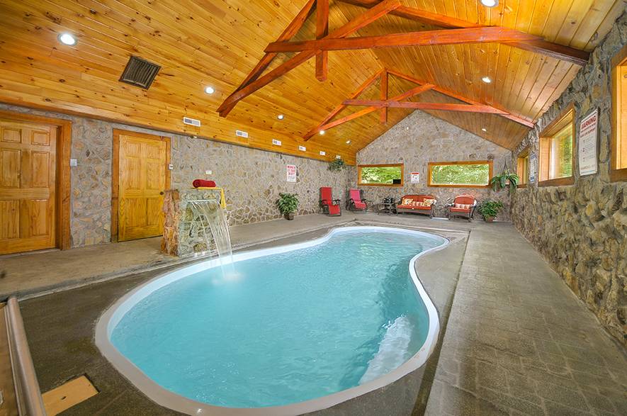 Indoor pool at Skinny Dippin cabin near Gatlinburg TN