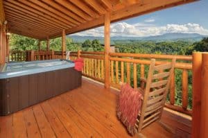 Hot tub and mountain view at Views for Daze in Pigeon Forge TN