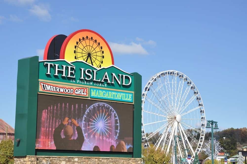 sign for the island in pigeon forge