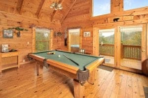 pool table in 2 bedroom cabin