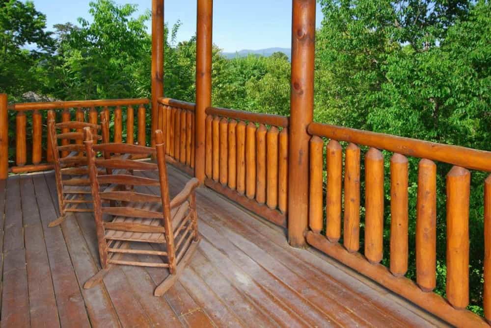deck of the Bearly Wet honeymoon cabin in Gatlinburg TN